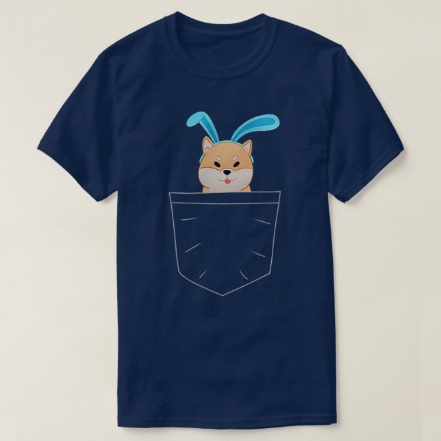 Kawaii Anime Shiba Inu wearing Cute Bunny Ears In  T-Shirt (Design Front)