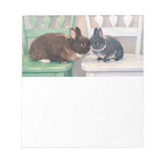 Kawaii Anime Two Bunnies 8.5x11 Notepad Rabbit Art