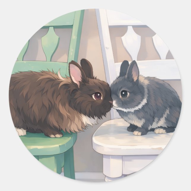 Kawaii Anime Two Bunnies Stickers (Front)