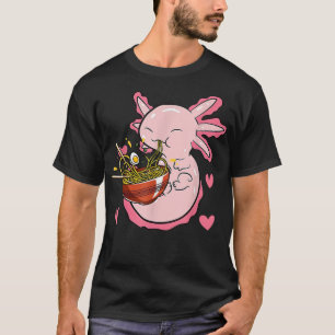 Kawaii Aolotl eat ramen Japanese Anime Noodles kid T-Shirt