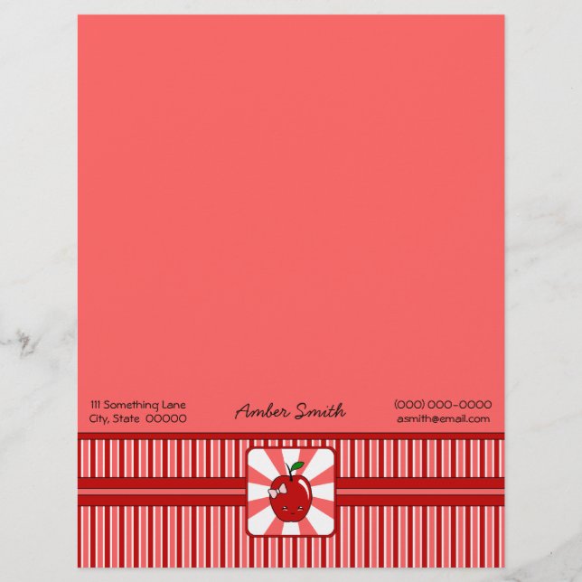 Kawaii Apple (Girl) Personalized Letterhead (Front)