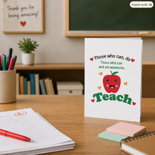 Kawaii Apple Teacher Appreciation Thank You Card