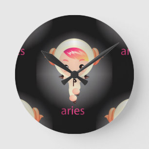 kawaii aries round clock