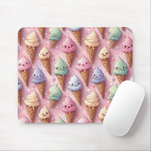 Kawaii Art Ice Cream Cones Mouse Mat