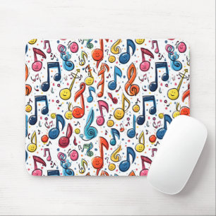 Kawaii Art Musical Notes Abstract Mouse Mat