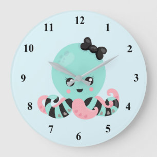 Kawaii Art Octopus Design Large Clock