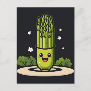 Kawaii Asparagus Postcard