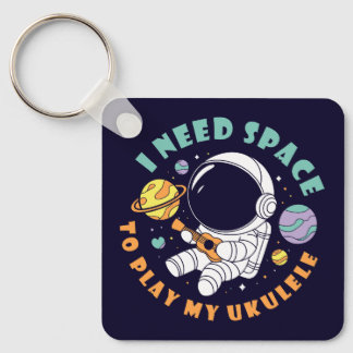 Kawaii Astronaut playing Ukulele in Space Key Ring
