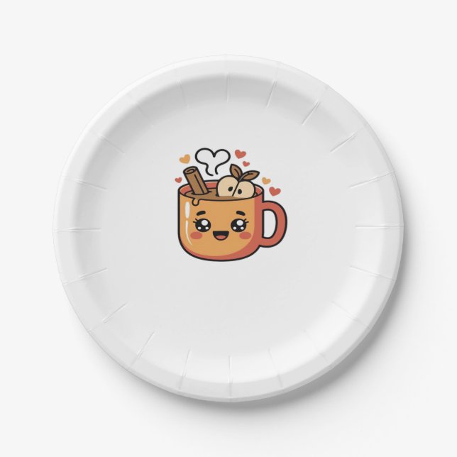 kawaii autumn tea Classic T-Shirt Paper Plate (Front)