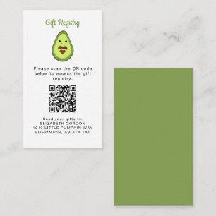 Kawaii Avocado Baby Shower QR Code Gift Registry Enclosure Card