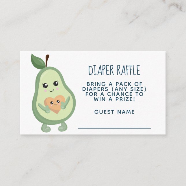 Kawaii Avocado Diaper Raffle Enclosure Card (Front)