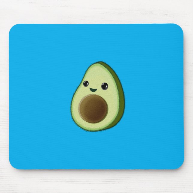Kawaii Avocado Drawing Custom Blue Mouse Mat (Front)