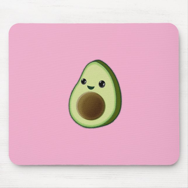 Kawaii Avocado Drawing Custom Pink Mouse Mat (Front)