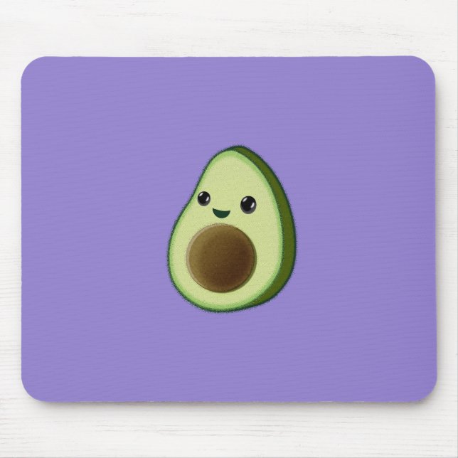 Kawaii Avocado Drawing Custom Purple Mouse Mat (Front)