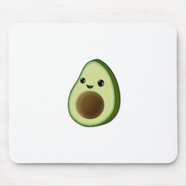 Kawaii Avocado Drawing Custom White Mouse Mat (Front)