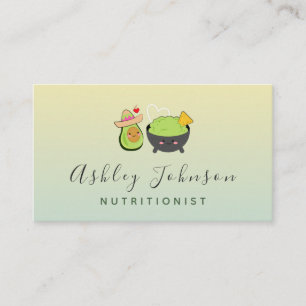 Kawaii Avocado & Guacamole Nutritionist Cute Food Business Card