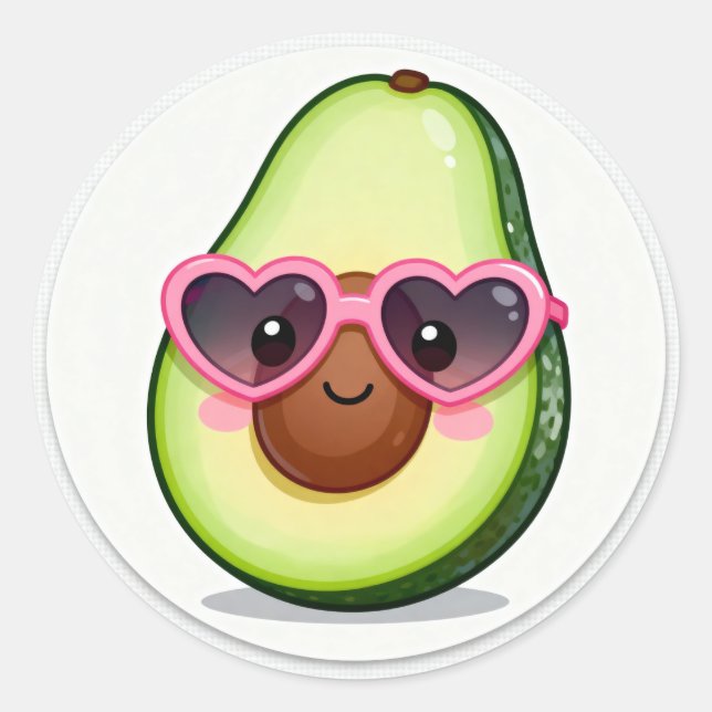 Kawaii Avocado Heart Sunglasses Sticker (Front)