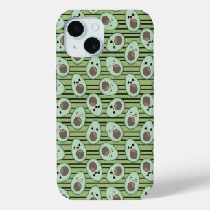 Kawaii Avocado Pattern  iPhone 15 Case