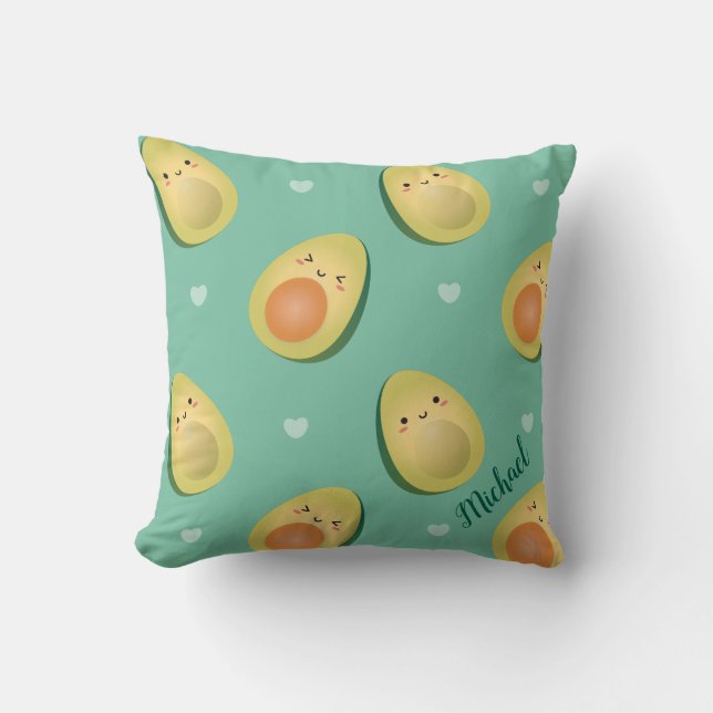 Kawaii Avocados Let's Avocuddle Pattern Cushion (Front)