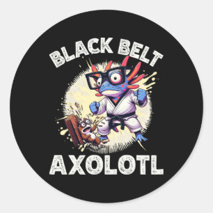 Kawaii Axolotl Black Belt Karate Kickboxing Martia Classic Round Sticker