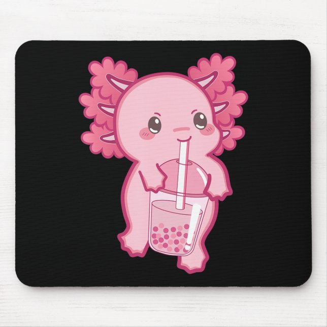 Kawaii Axolotl Boba Bubble Tea Teen Girl Kids Japa Mouse Mat (Front)
