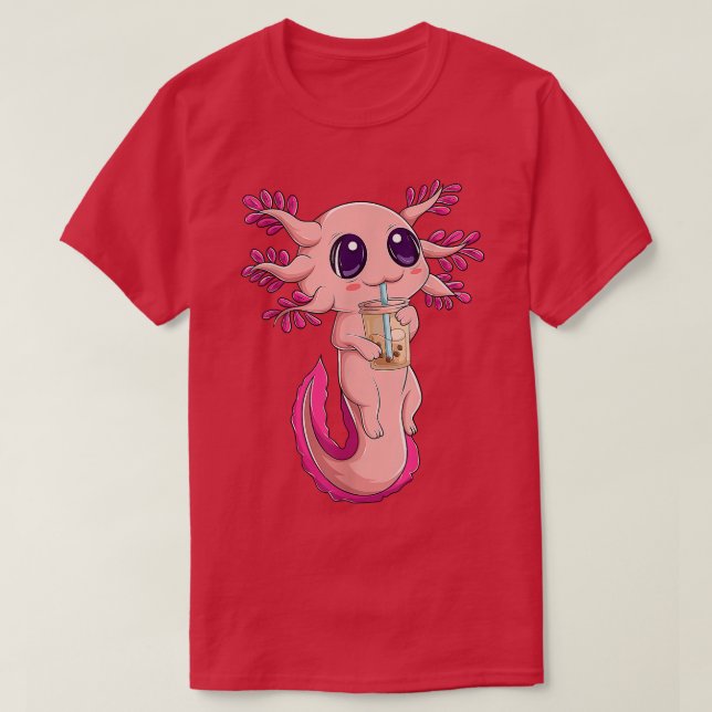 Kawaii Axolotl Boba Tea Japanese Anime Otaku Nu Go T-Shirt (Design Front)