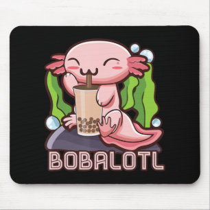 Kawaii Axolotl Cute Boba Tee Bubble Tea Anime Girl Mouse Mat