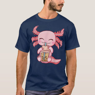 Kawaii Axolotl Drinking Boba Tea Bubble Tea Anime T-Shirt