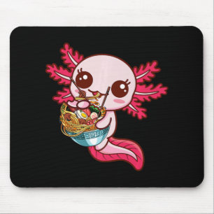 Kawaii Axolotl Eat Ramen Japanese Anime Noodles Ki Mouse Mat