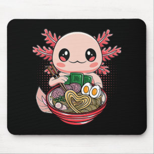 Kawaii Axolotl Eating Ramen Noodles Anime Gift Gir Mouse Mat