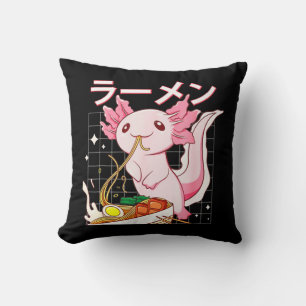 Kawaii Axolotl Eating Ramen Noodles Anime Girls Te Cushion