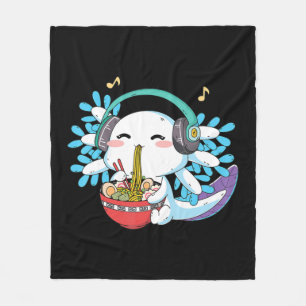 Kawaii Axolotl Eating Ramen Noodles Anime Kids Boy Fleece Blanket