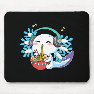 Kawaii Axolotl Eating Ramen Noodles Anime Kids Boy Mouse Mat