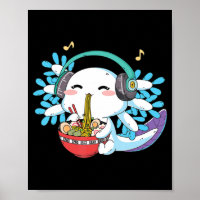 Kawaii Axolotl Eating Ramen Noodles Anime Kids Boy