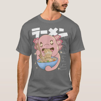 Kawaii Axolotl Eating Ramen Noodles Japanese Food  T-Shirt