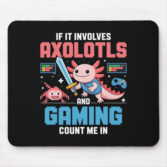 Kawaii Axolotl Gamer Shirt For Boys Girls Anime  Mouse Mat (Front)