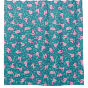 Kawaii Axolotl in Ocean Shower Curtain