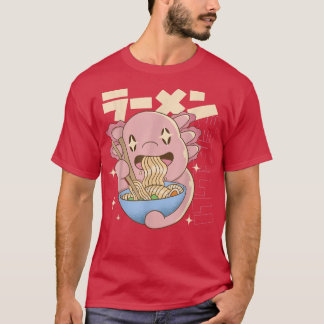 Kawaii Axolotl Japanese Ramen Bowl Noodles Graphic T-Shirt