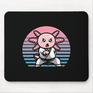 Kawaii Axolotl Karate Funny Martial Arts  Mouse Mat