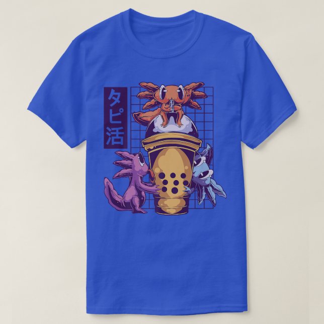 Kawaii Axolotl - Kawaii Bubble Tea - Otaku Manga A T-Shirt (Design Front)