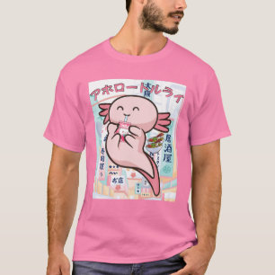 Kawaii Axolotl Life Ramen Strawberry Milk Shake Ja T-Shirt