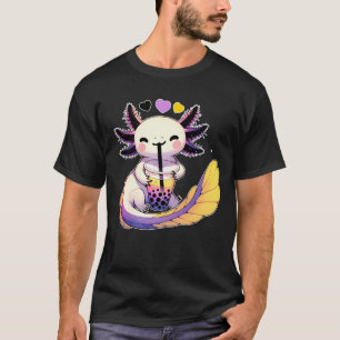 Kawaii Axolotl Non Binary Bubble Tea LGBTQ Subtle T-Shirt