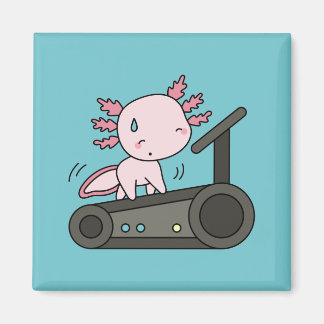 Kawaii Axolotl on Treadmill Magnet
