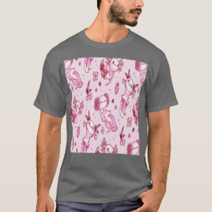 Kawaii Axolotl Pink Berries Pattern Otaku Japanese T-Shirt