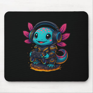 Kawaii Axolotl Playing Video Games Funny Gaming Ax Mouse Mat