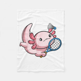 Kawaii Axolotl Pun Funny Badminton Player  Fleece Blanket