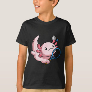 Kawaii Axolotl Pun Funny Badminton Player T-Shirt