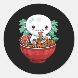 Kawaii Axolotl Ramen Japanese Anime Lover Teen Gir Classic Round Sticker