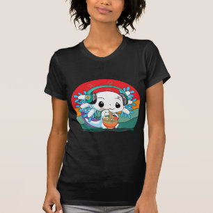 Kawaii Axolotl Ramen Noddles Retro Vintage Anime J T-Shirt