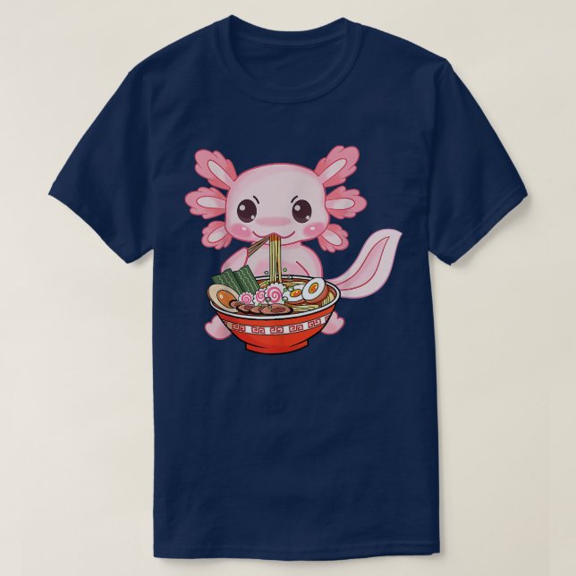Kawaii Axolotl Ramen Noodles Japanese Anime Otaku  T-Shirt (Design Front)